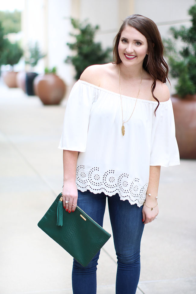 EYELET OFF THE SHOULDER BLOUSE | Sophisticated Whimsy